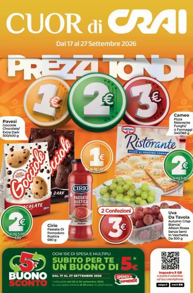 Copertina del volantino Crai, valido 17–27 settembre 2026