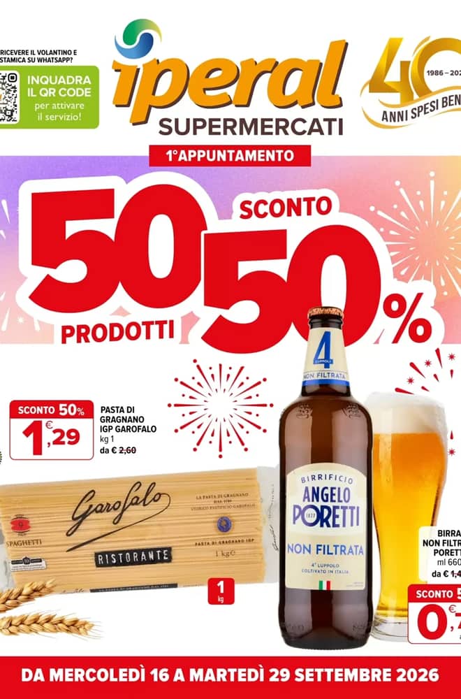 Copertina del volantino Iperal, valido 16–29 settembre 2026