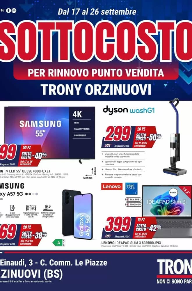 Copertina del volantino Trony, valido 17–26 settembre 2026